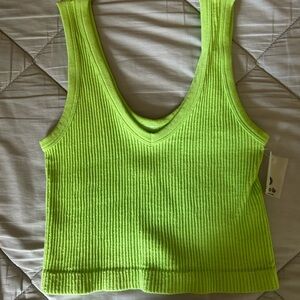 Green Ribbed Tank Top